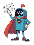 Mailbox Heroes character mascot logo design by Mitch Mahoney at Euphoric Media; https://euphoric.media